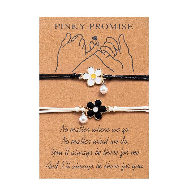 Little Daisy Flower Bracelet Pearl Pendant Bridesmaid Handmade Braided Bracelet Adjustable Best Friend Gift Braided Bracelet