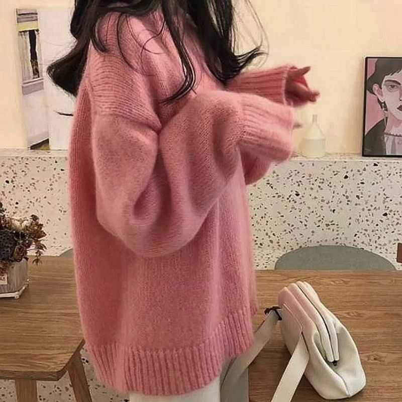 Autumn and Winter Super Fairy Milk Yellow Pullover Sweater for Women Loose Lazy Style Round Neck Versatile Sweet Autumn and Winter New Style