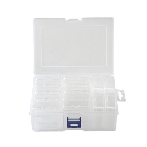 15-grid 5.5-inch transparent small square boxes set household transparent storage box desk plastic storage box jewelry box factory