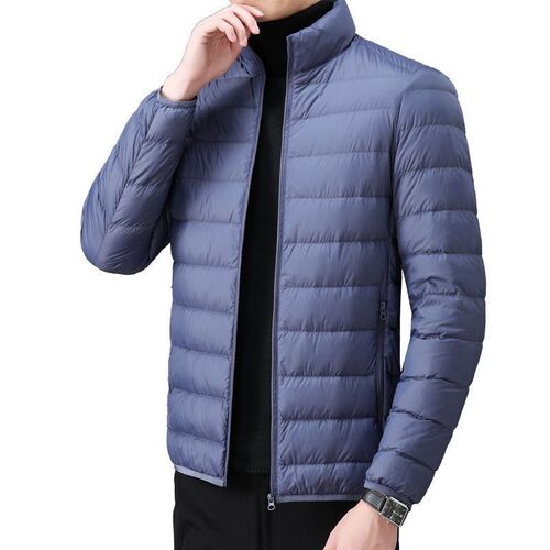 Winter thin down cotton jacket for men, short sleeve, large size, casual stand-up collar, warm top, for father, men's cotton coat outerwear