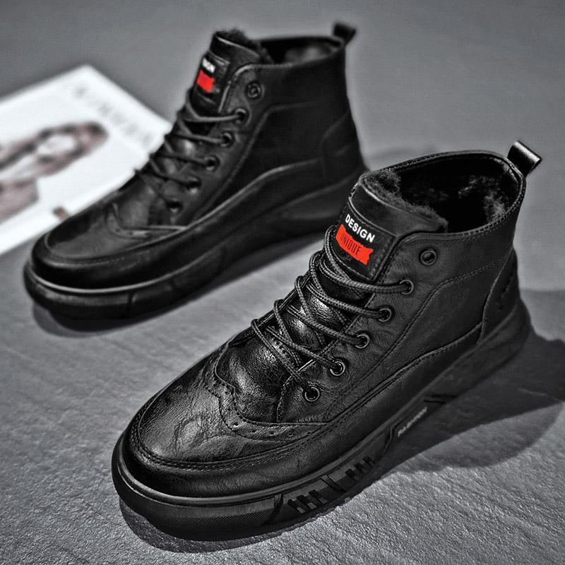 Νέες μπότες Martin για το φθινόπωρο και τον χειμώνα του 2024, ανδρικά παπούτσια Block με ψηλό τελείωμα και βελούδινα, αδιάβροχα βαμβακερά παπούτσια, αντιολισθητικά._voghion.com