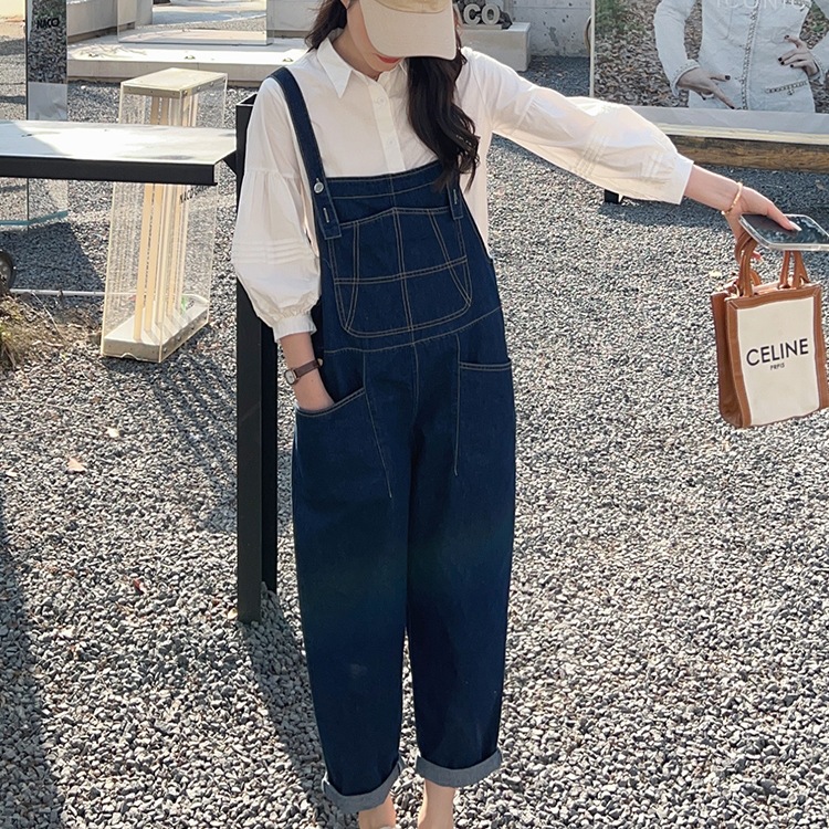 女式牛仔裤网红炸街牛仔背带裤两件套女春秋小个子韩版宽松2025奶