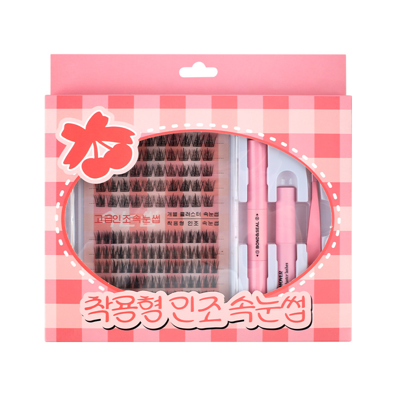 Diseño de pestañas falsas transfronterizas R & D venta caliente set de pestañas falsas cluster factory lashes mayorista personalizado