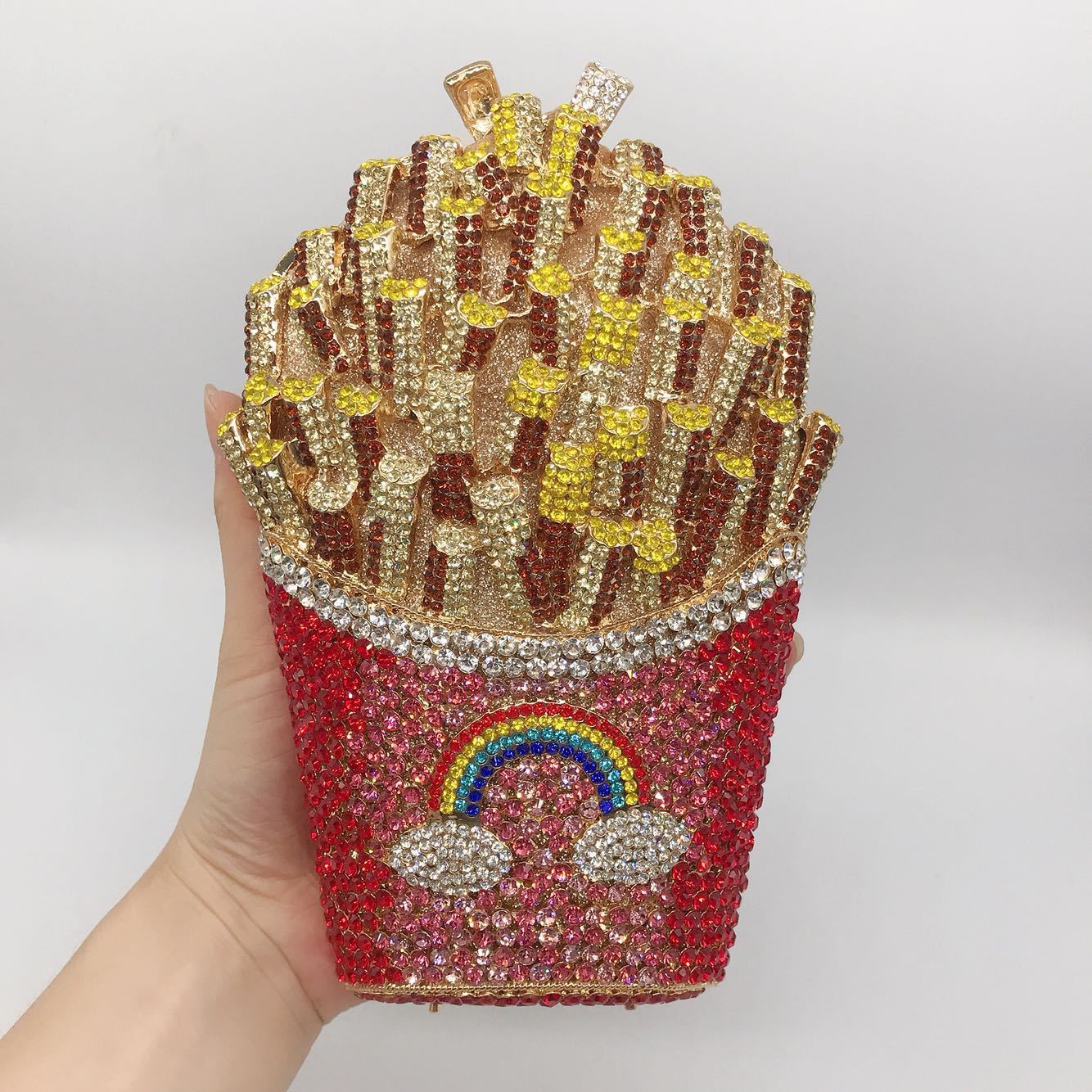 Fritas fritas rhinestone clutch papas fritas bolsas de cena con diamantes huecos bolsas de mano de diamantes
