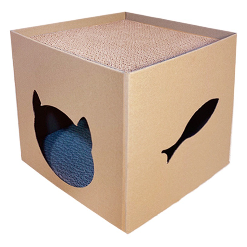 Tablero del rasguño del gato nido de papel corrugado vertical resistente al desgaste sin chip integrado nido de gato resistente a los arañazos Casa de cartón superior e inferior litera gato de juguete