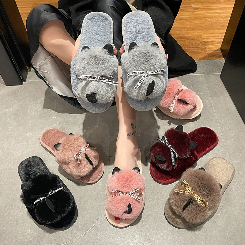 Amazon Foreign Trade тапочки Мао больших размеров, домашние теплые тапочки на плоской подошве, хлопковые тапочки, женская обувь