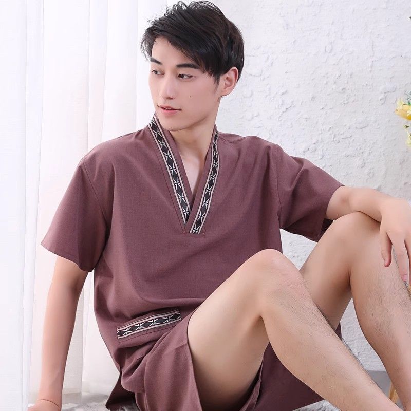 공마 칸 김이 의류 고급 목욕 옷 사우나 옷 커플 플러스 사이즈 남녀 목욕 옷 커플 반팔 마사지 옷