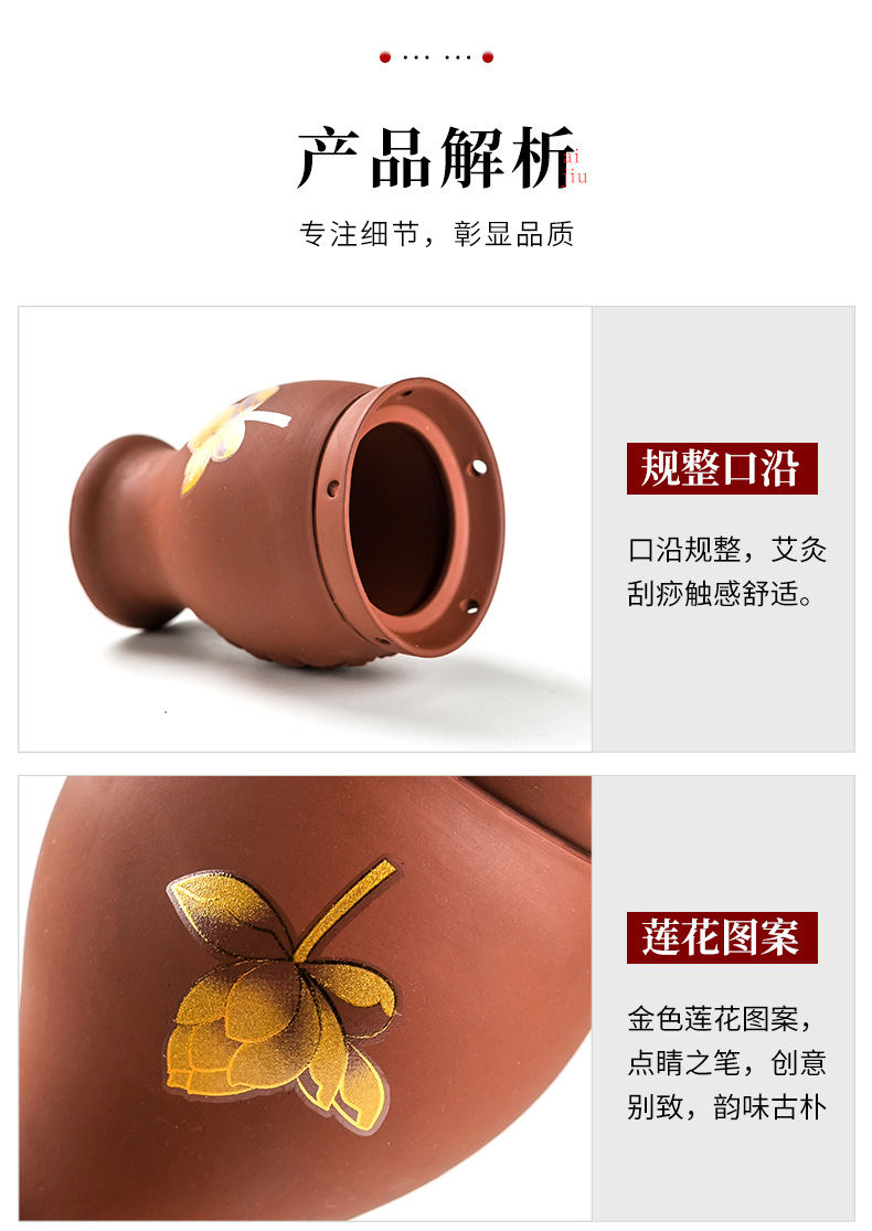 Purple Clay Moxibustion Dragon Jar Double Layer Heat Insulated Ceramic Cup Gua Sha Massage Tool for Home Use in use