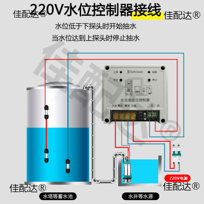 全自动水位控制器水塔水箱水泵上水抽水液位感应开关家用