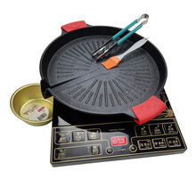 批發韓式煎烤盤電磁爐家用不粘方形烤肉鍋鐵板燒盤卡式爐燒烤肉盤