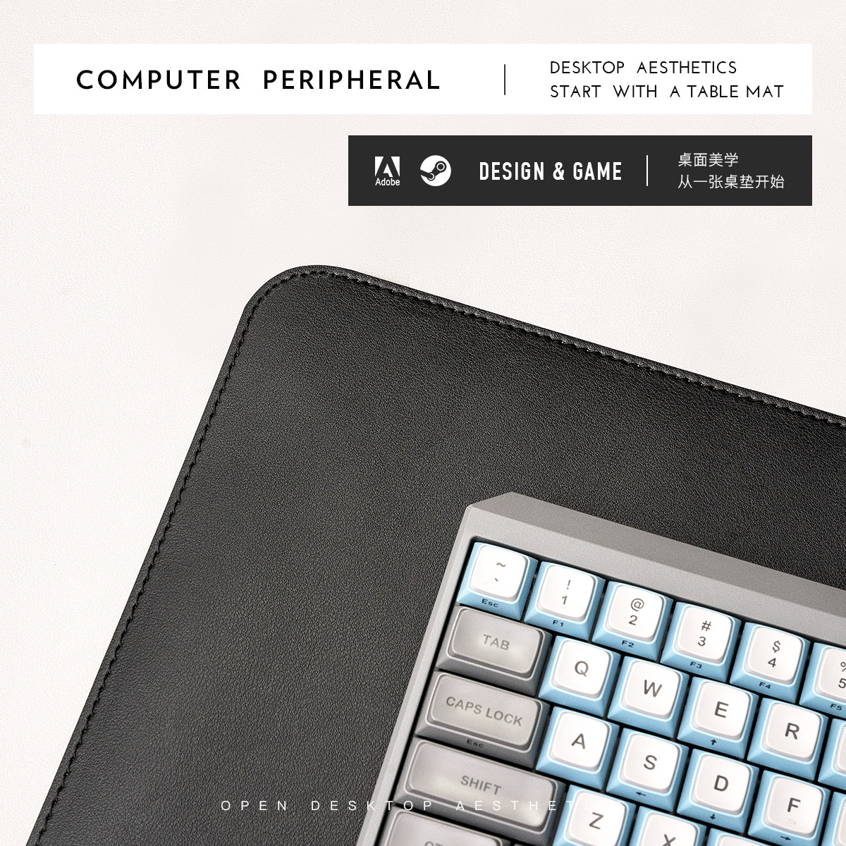 Alfombrilla de ratón de corcho y cuero (producto caliente), extra grande, para teclado y escritura, tapete de escritorio con bordes cerrados, con logo