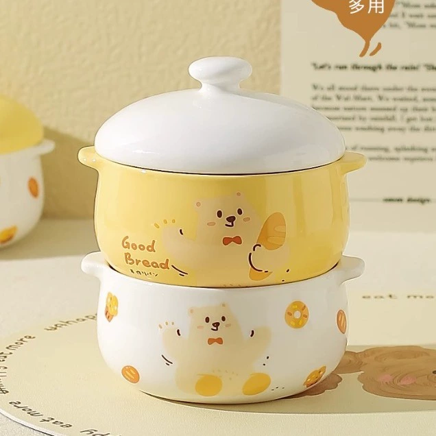 Кавасима Дом Original Bear DODO Раготница керамическая, рагу с одним человеком, двойные ушки, рагу-бар, миска для супа, паровая миска для яйца