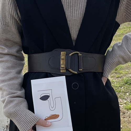 Girdle Women's Decorative Suit Coat Versatile Stretch Elastic No-Punch Sweater Belt Wide Retro Fashion Belt