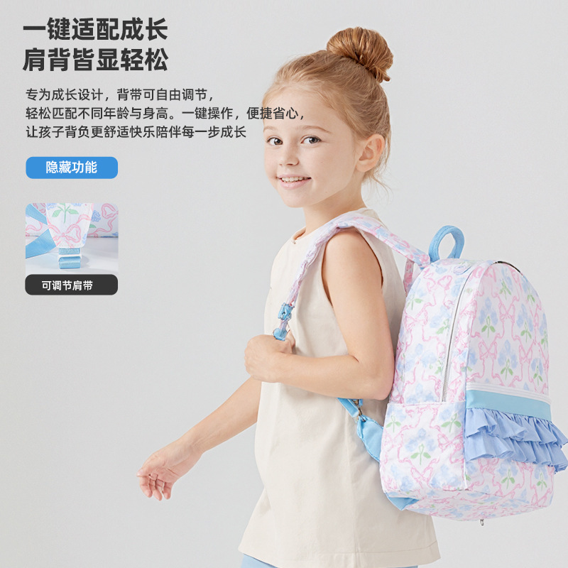 新しいブルーの小花柄バックパック日本韓国スタイルスクールバッグ女の子のための大容量バックパックデザインニッチバックパック|undefined
