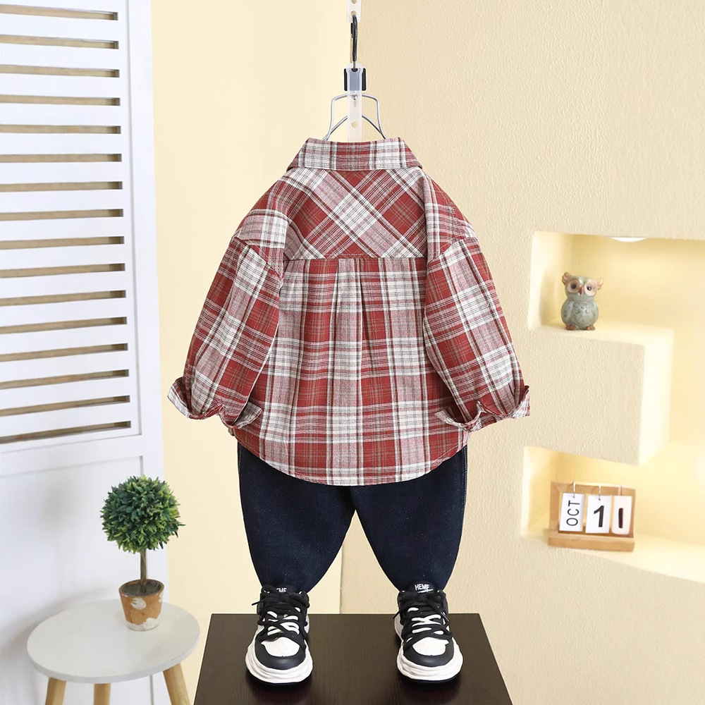 7791 ropa para niños camisa para niños primavera 2025 nuevo bebé primavera chaqueta coreana para niños hermosa camisa a cuadros