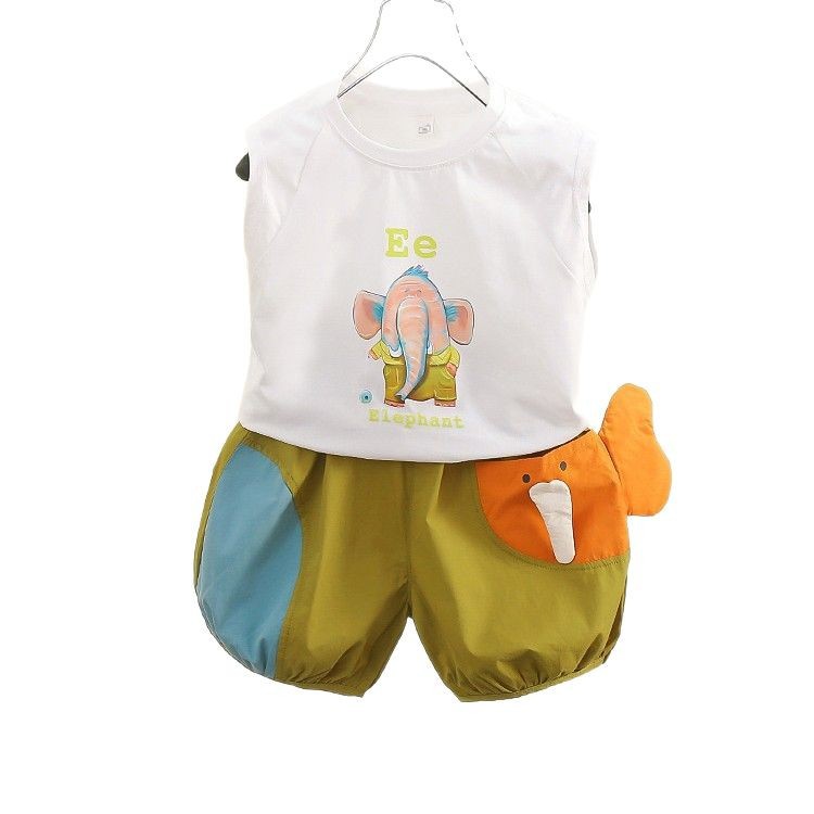 7824 traje de chaleco de verano para niños y niñas 2025 nuevo estilo bebé bebé pantalones grandes holgados chaleco de dos piezas