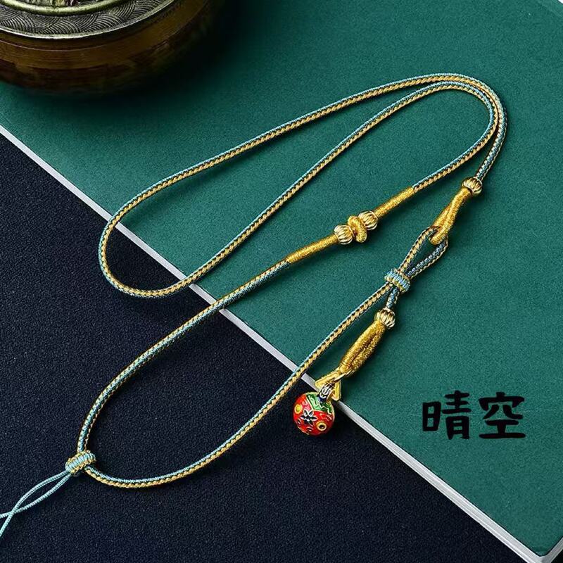 Gold and Silver Thread Fully Classy Hand-woven Jade Jade Pendant Necklace Rope Adjustable Pendant Lanyard Gold and Silver Thread Fully Classy Hand-woven Jade Jade Pendant Necklace Rope Adjustable Pendant Lanyard