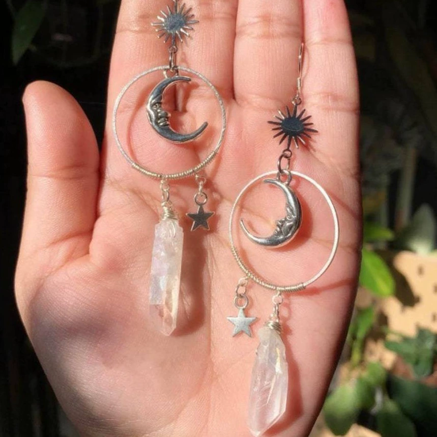 (Cross-border trading), earrings, white crystal pendant, Amazon, Gothic