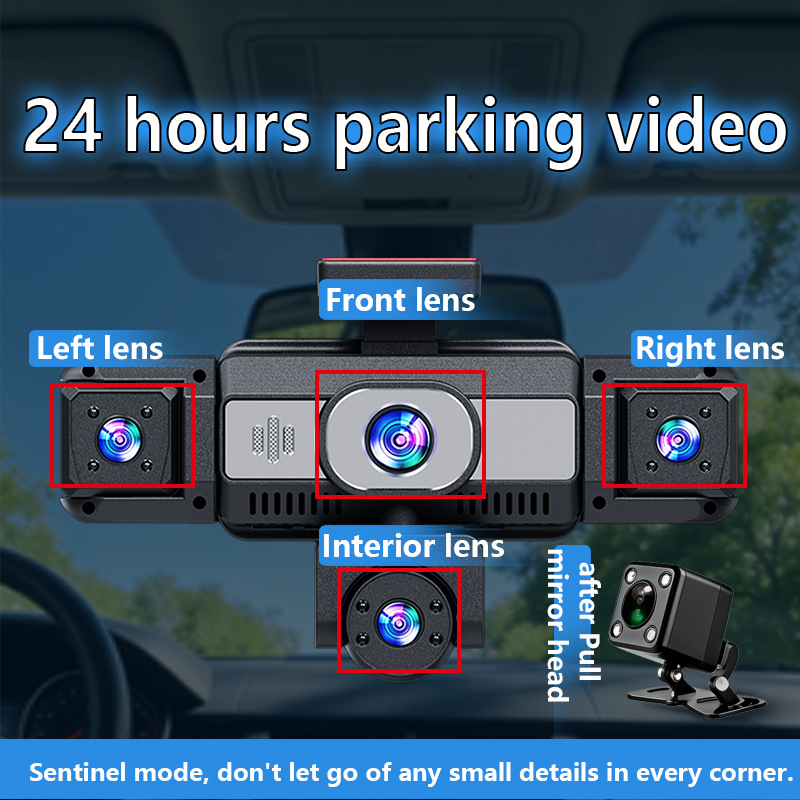 W19-5 lens dash cam, 3.16-inch 1080P HD night vision, five-channel recording, factory-installed camera, 360-degree panoramic view