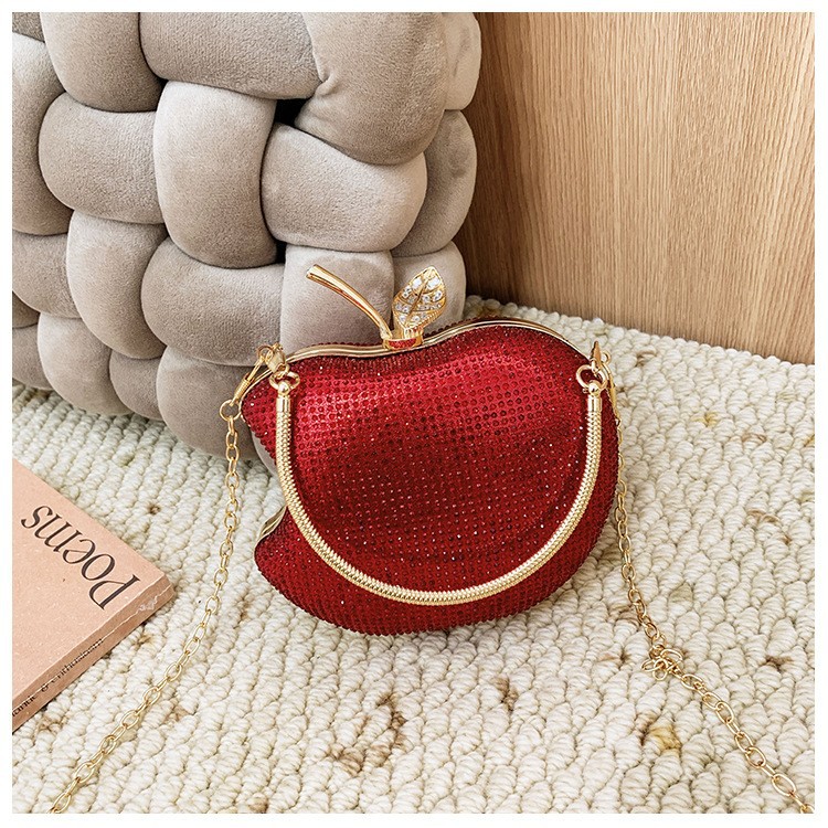 Bolsa de cena de dama de explosión transfronteriza bolsa de moda de manzana bolsa de mano de comercio exterior de lujo ligera cadena de diamantes acrílico bolsa de cena