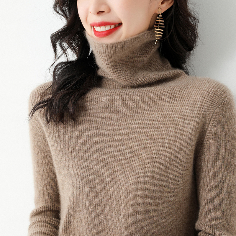 Autumn and Winter Turtleneck Sweater Women's Thickened Loose Korean Style Slimming Worsted Wool Top with Western Style Knitted Base Shirt
