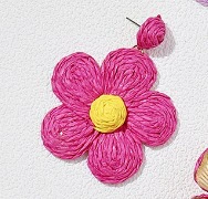 Summer woven beach earrings handmade, accessory, boho style, flowered