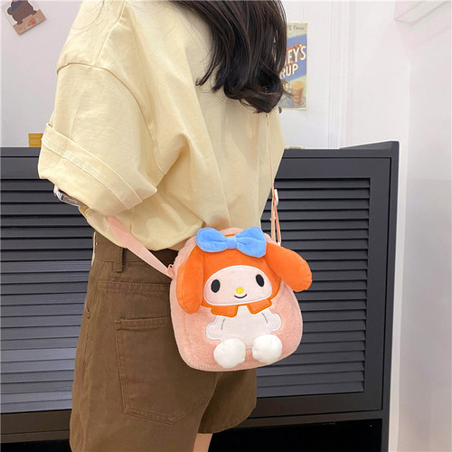 Cartoon Fashion Plush Doll Girl Heart Shoulder Bag Kurome Melody Doll Bag Gift Accessories Crossbody Bag
