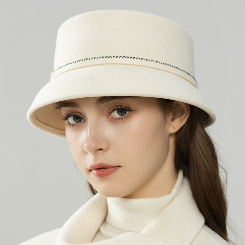 Mũ len nữ beanie phong cách Pháp trang trí nơ, chất len pha cao cấp ấm áp — màu đen