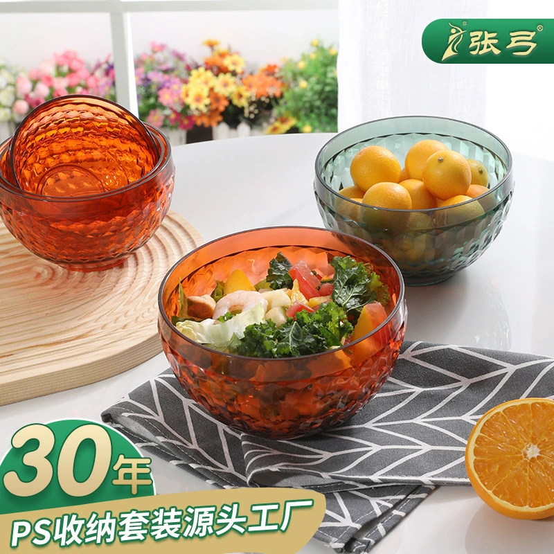 Салатница с бантиком Чжан для дома, гостиная в японском стиле, тарелка с фруктами, набор из пяти предметов с тиснением, миска для хранения из искусственного стекла, большая вместимость