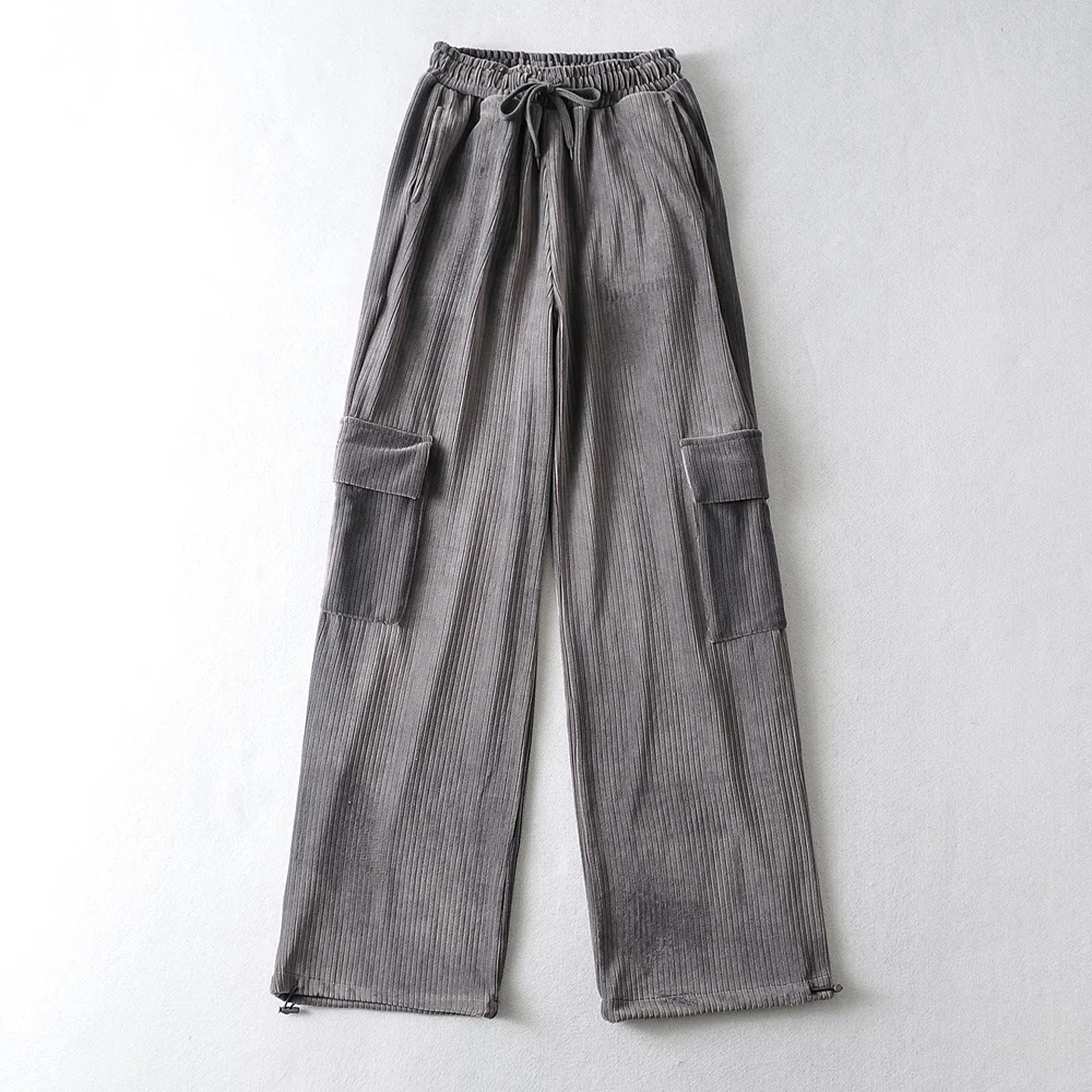 high waist loose mopping track pants   NSHS31009