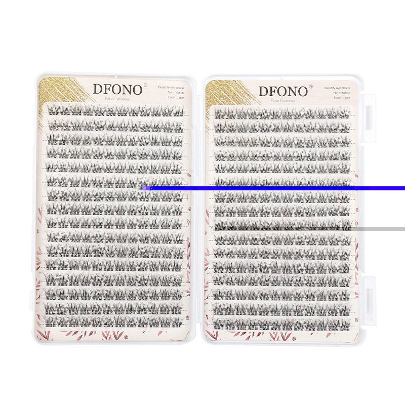 Набор для наращивания ресниц DFONO, 32-ряд рыбьего хвоста, 384 тройных пушистых элемента, естественный вид