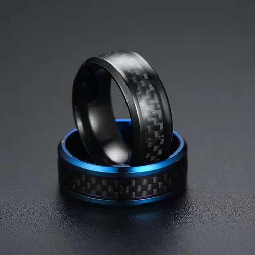 Cross-border supply, fashionable and personalized carbon fiber, titanium steel ring, European and American simple stainless steel ring jewelry
