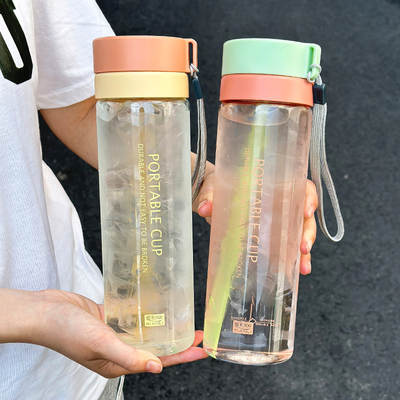 Portable Sports Water Cup Large Size Men's and Women's Fitness Large Capacity Simple Fresh Mori Style Summer Drop-resistant Plastic Water Bottle