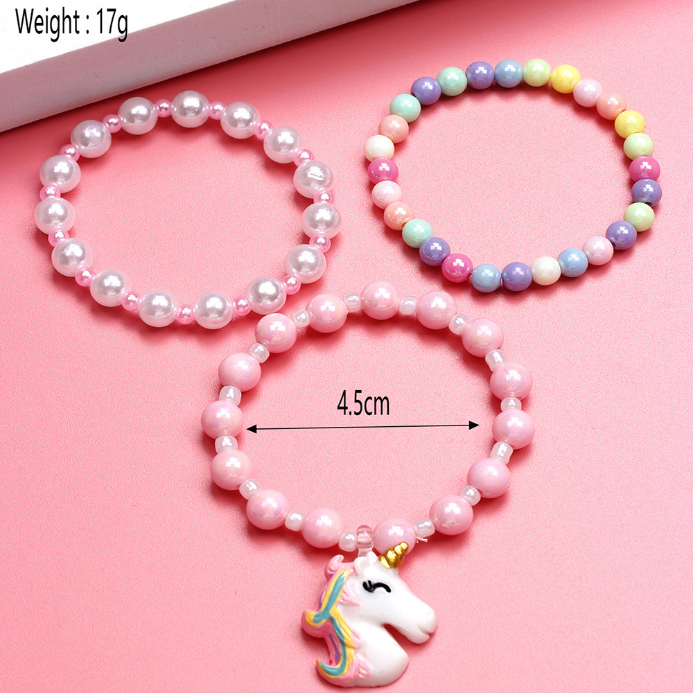 Cute Unicorn Beaded Plastic Kidu0027S Bracelets 1 Set