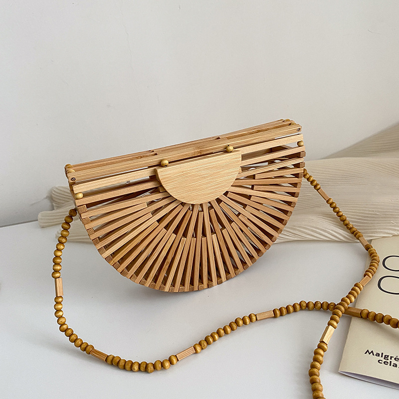 Internet Celebrity Fashion Small Fresh 2021 Spring and Summer Crossbody Backpack Crossbody Mouth Red Envelope Straw Bag Hollow Small Bag Women