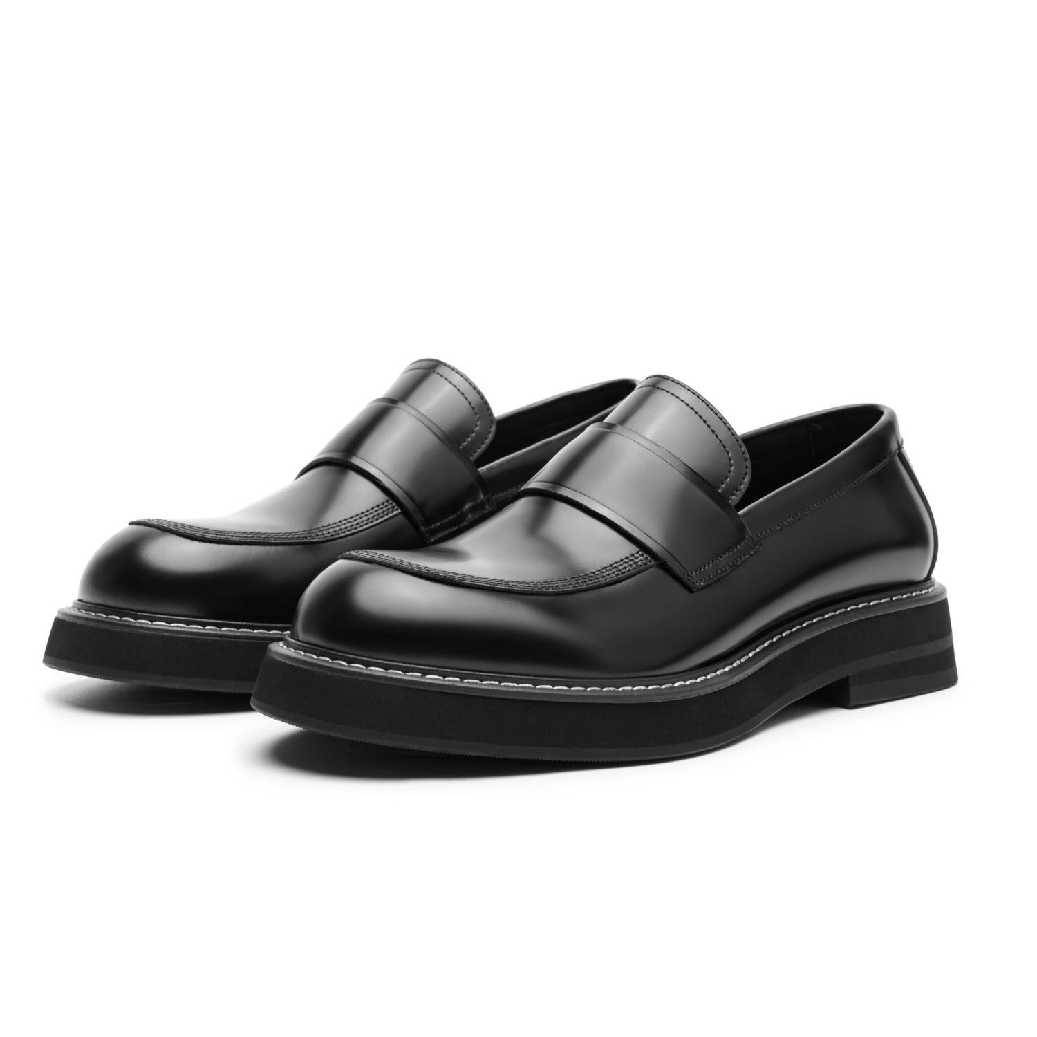Mocassini casual da uomo ShoeVault in pelle con suola spessa, stile britannico alla moda, slip-on con rialzo, adatti per il lavoro e l'ufficio_voghion.com