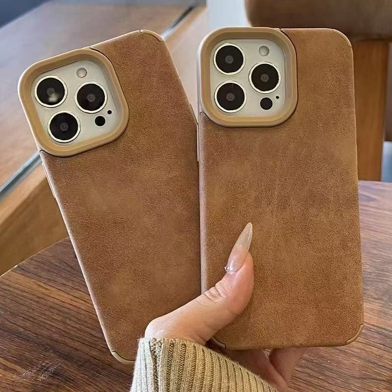 Funda de piel de cordero Tianti adecuada para Apple 16 Pro Max, color sólido para iPhone 15/14/13/12/electrochapada