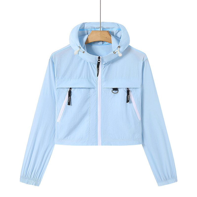 2025 nueva ropa de protección solar de verano de alta calidad, deportes al aire libre, seda de hielo, capucha transpirable para mujer