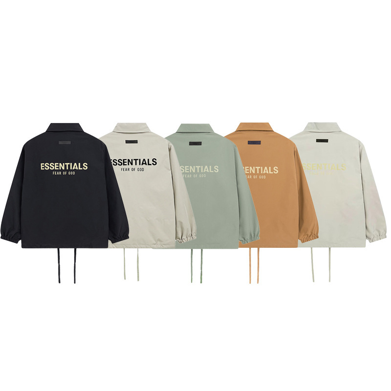 Cross-border trendy brand FOG double line ESSENTIALS flocking letter coach jacket men's and women's couple FOG charge jacket