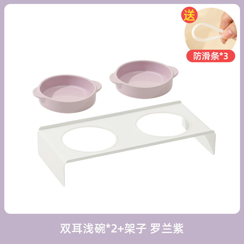 Corea del Sur ins cerámica cervical soporte perro tazón gato tazón doble oreja tazón gato tazón de comida para gatos tazón perro tazón para mascotas tazón para beber con estante de tazón