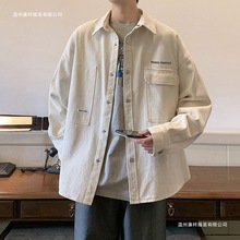 男士衬衫夹克春季高品质青少年新款工装开衫外套日系休闲港风春装