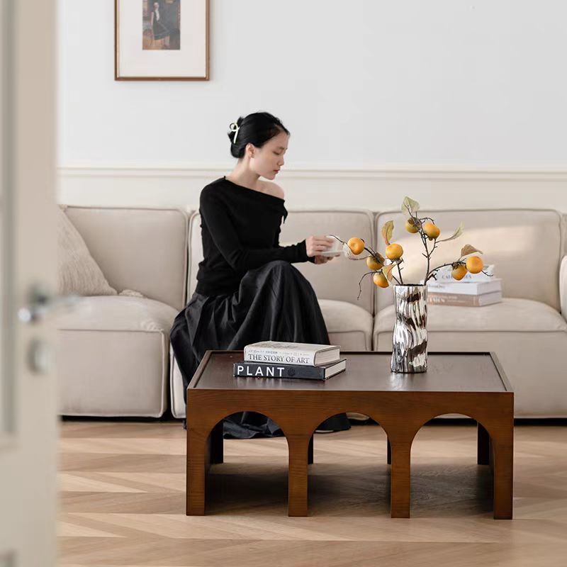 Retro Solid Wood Pine Storage Rack Floor-Standing Bookshelf Simple Living Room Shelf Home Coffee Table Dual-Purpose