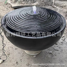 石雕水景青石水系聚宝盆日式流水石钵涌泉景观花园阳台造景流水盆