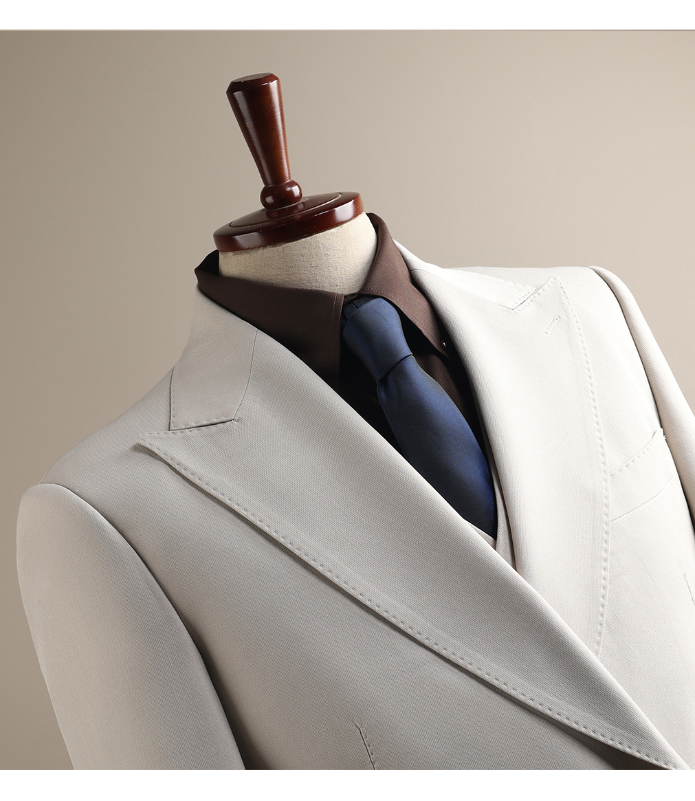 Whale Lion Custom Made Men's Three Piece Suit Set High End Business Casual Formal Apricot White Wrinkle Resistant_viptrois.com