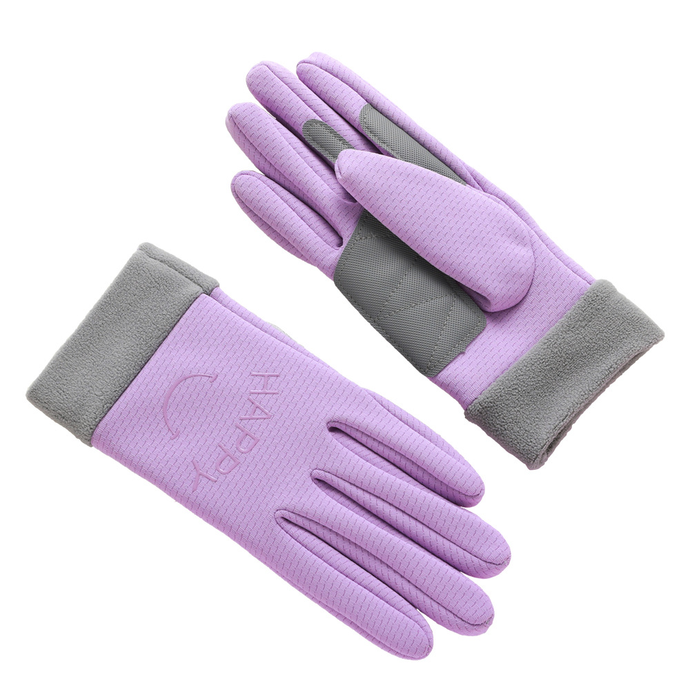 Guantes para niños de otoño y invierno para montar al aire libre con vello a prueba de viento y frío para hombres y mujeres con dedos enteros lindos guantes de motocicleta calientes