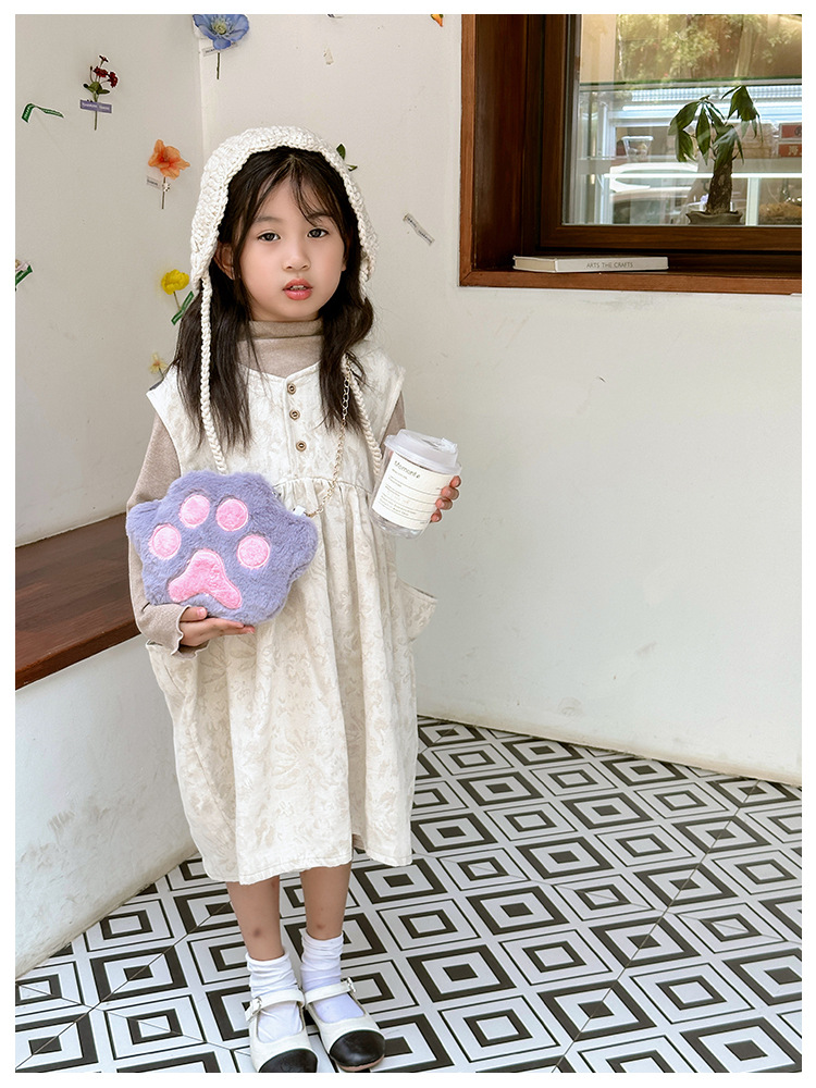 2024 New Korean plush single-shoulder crossbody pocket change children's bag, cute baby holding chain small bag for girls undefined