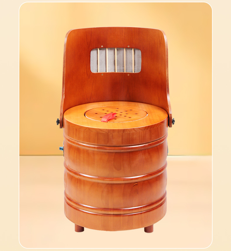 Wooden Moxibustion Chair Foldable Seated Moxa Stool with Backrest for Moxa Stick and Moxa Cone Warming Sessions in use