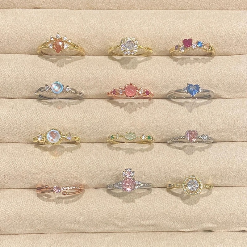 new s925 sterling silver niche gentle all-match natural colored gems ring female non-fading fresh open ring