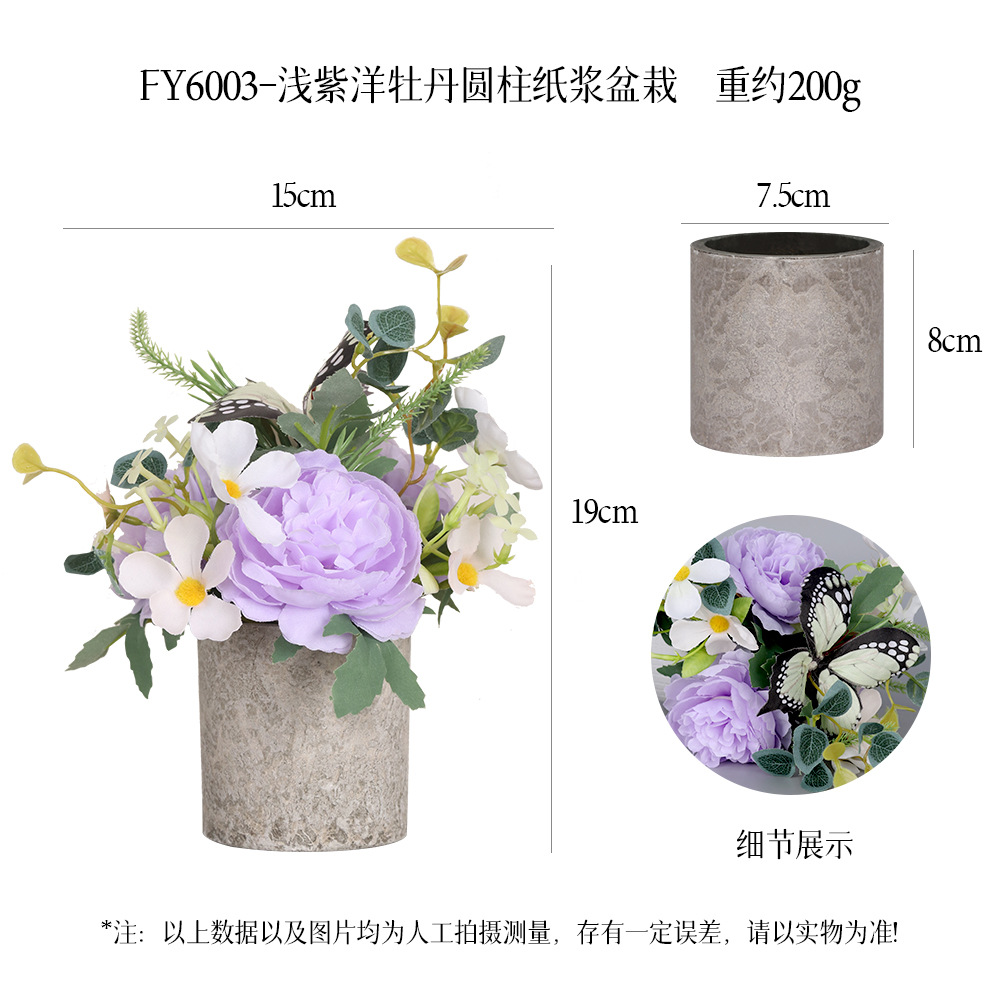 Más de 240 combinaciones populares de macetas con plantas verdes artificiales, decoraciones para el hogar, flores artificiales, bonsáis cilíndricos de pulpa de papel.