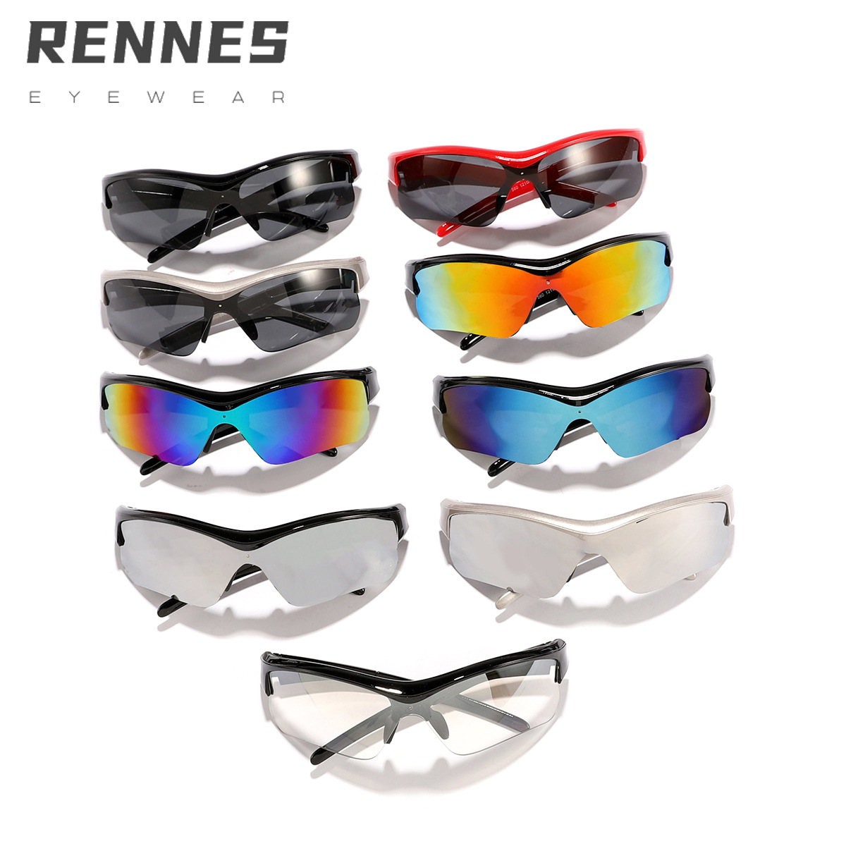 Gafas a prueba de viento de ciclismo al aire libre de colores de medio marco para niños, gafas de sol de sombra de hip-hop personalizadas para niños y niñas